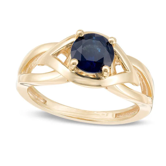 Rings Goldia 65mm Blue Sapphire Solitaire Evil Eye Split Shank Ring in Solid 10K Yellow Gold Rings Goldia 65mm Blue Sapphire Solitaire Evil Eye Split Shank Ring in Solid 10K Yellow Gold