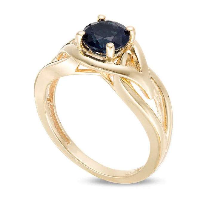 Rings Goldia 65mm Blue Sapphire Solitaire Evil Eye Split Shank Ring in Solid 10K Yellow Gold Rings Goldia 65mm Blue Sapphire Solitaire Evil Eye Split Shank Ring in Solid 10K Yellow Gold