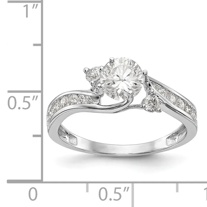 Rings Goldiacom 14K White Gold 3 Stone Simulated Diamond Engagement Ring