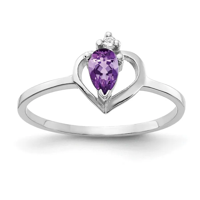 Rings Goldiacom 14k White Gold 5x3mm Pear Amethyst VS Real Diamond ring