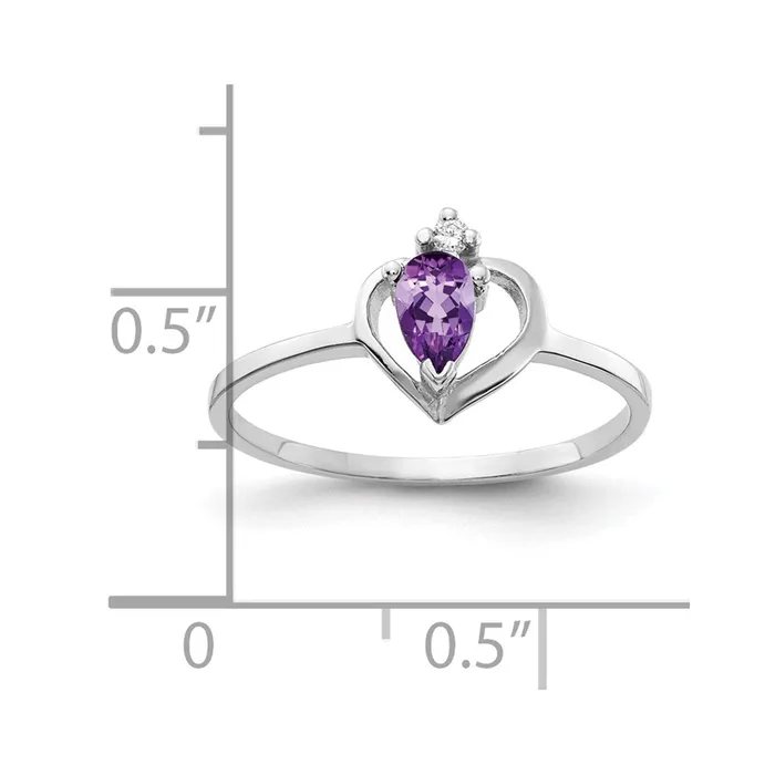 Rings Goldiacom 14k White Gold 5x3mm Pear Amethyst VS Real Diamond ring