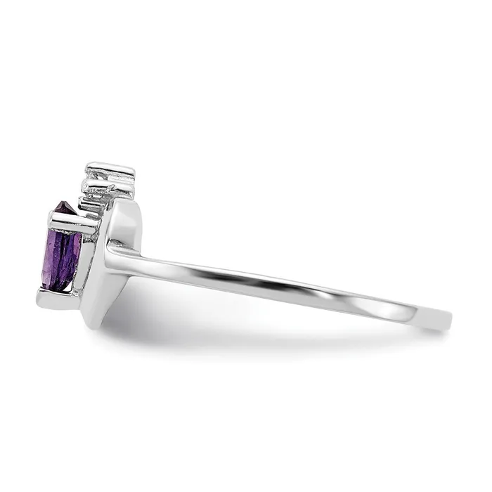 Rings Goldiacom 14k White Gold 5x3mm Pear Amethyst VS Real Diamond ring