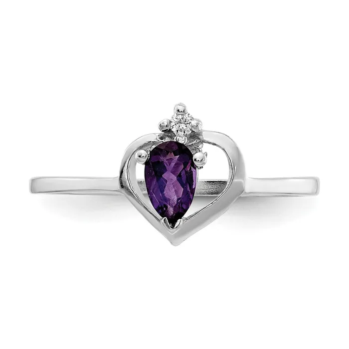 Rings Goldiacom 14k White Gold 5x3mm Pear Amethyst VS Real Diamond ring