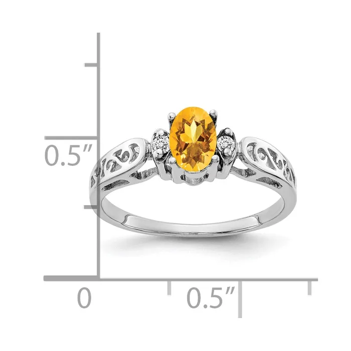 Rings Goldiacom 14k White Gold 6x4mm Oval Citrine Checker A Real Diamond ring