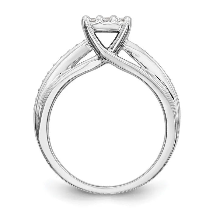 Rings Goldiacom 14K White Gold Complete Real Diamond Cluster Engagement Ring