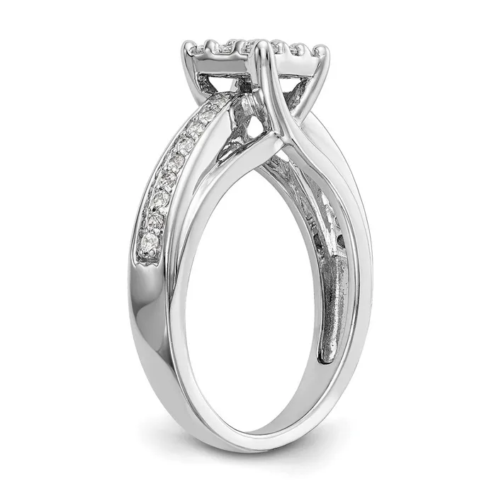 Rings Goldiacom 14K White Gold Complete Real Diamond Cluster Engagement Ring