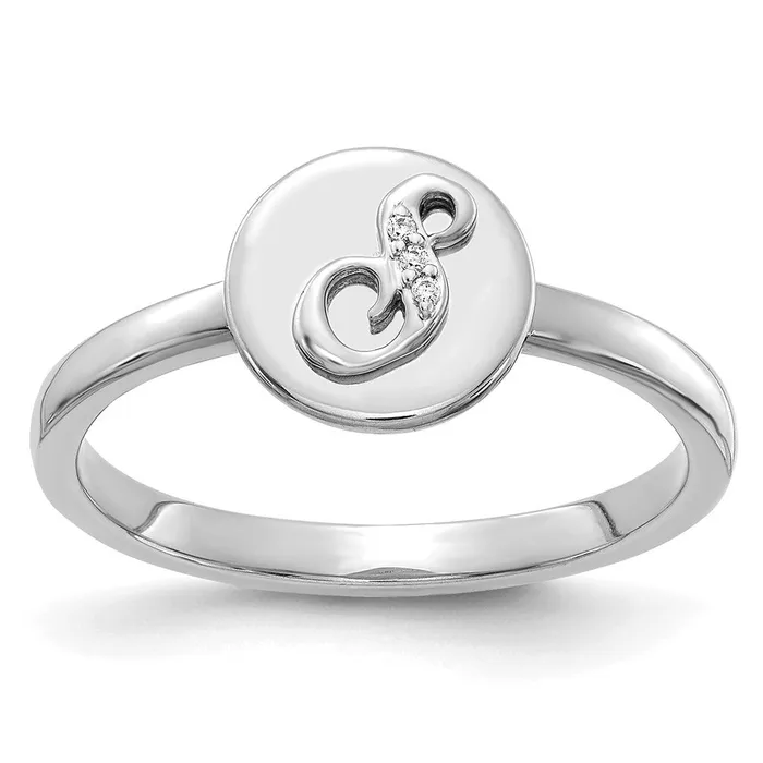 Rings Goldiacom 14k White Gold Real Diamond Initial S Ring