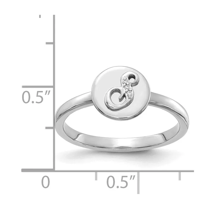 Rings Goldiacom 14k White Gold Real Diamond Initial S Ring