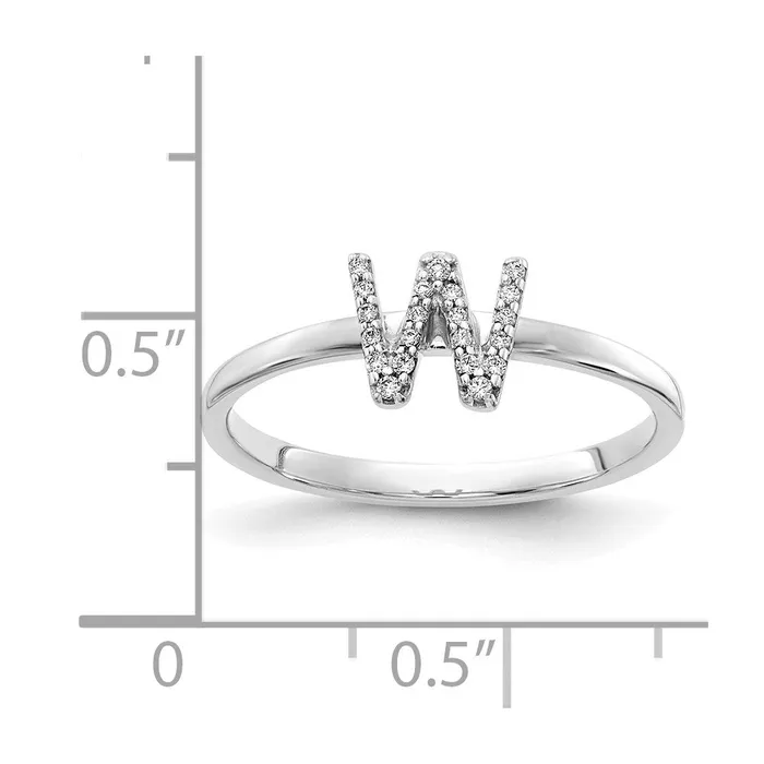 Rings Goldiacom 14k White Gold Real Diamond Initial W Ring