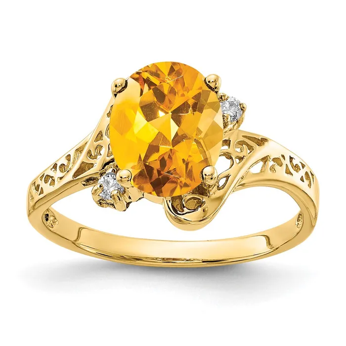 Rings Goldiacom 14K Yellow Gold 9x7mm Oval Citrine A Real Diamond ring