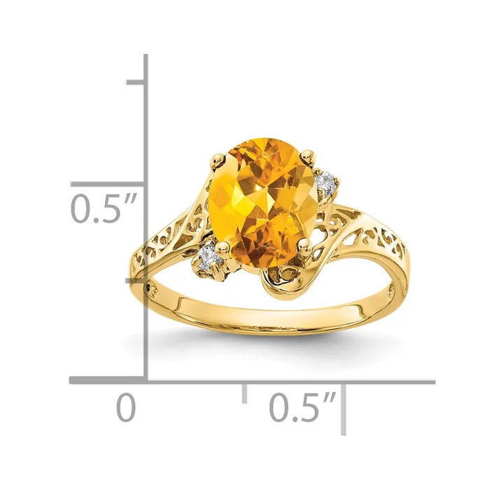 Rings Goldiacom 14K Yellow Gold 9x7mm Oval Citrine A Real Diamond ring