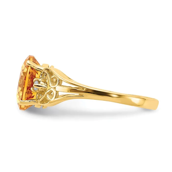Rings Goldiacom 14K Yellow Gold 9x7mm Oval Citrine A Real Diamond ring