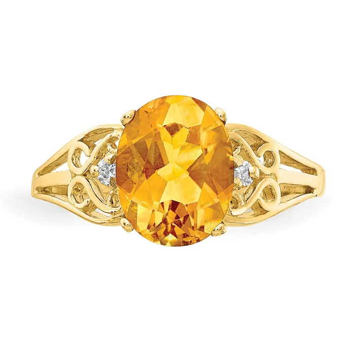 Rings Goldiacom 14K Yellow Gold 9x7mm Oval Citrine A Real Diamond ring
