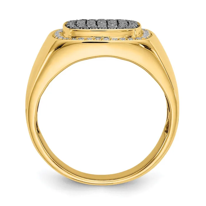 Rings Goldiacom 14K Yellow Gold Black and White Real Diamond Mens Ring