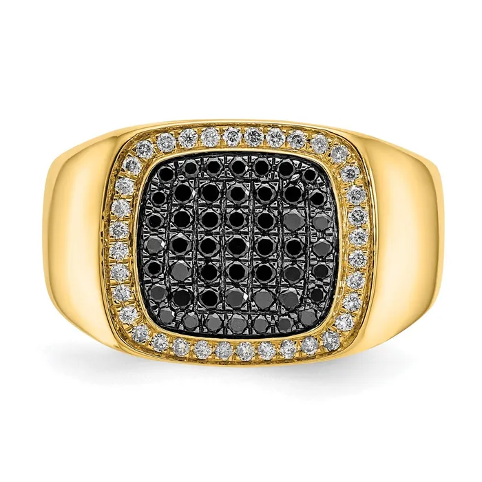 Rings Goldiacom 14K Yellow Gold Black and White Real Diamond Mens Ring