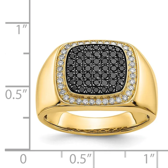 Rings Goldiacom 14K Yellow Gold Black and White Real Diamond Mens Ring