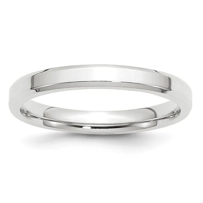 Rings Goldia Solid 10K White Gold 3mm Bevel Edge Comfort Fit MensWomens Wedding Band Ring Size 12