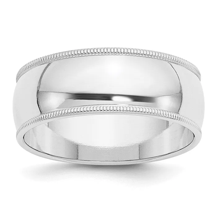 Rings Goldia Solid 10K White Gold 8mm Milgrain Half Round MensWomens Wedding Band Ring Size 14 Rings Goldia Solid 10K White Gold 8mm Milgrain Half Round MensWomens Wedding Band Ring Size 14