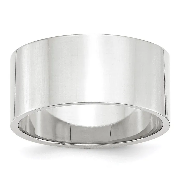 Rings Goldia Solid 14K White Gold 10mm Light Weight Flat MensWomens Wedding Band Ring Size 10