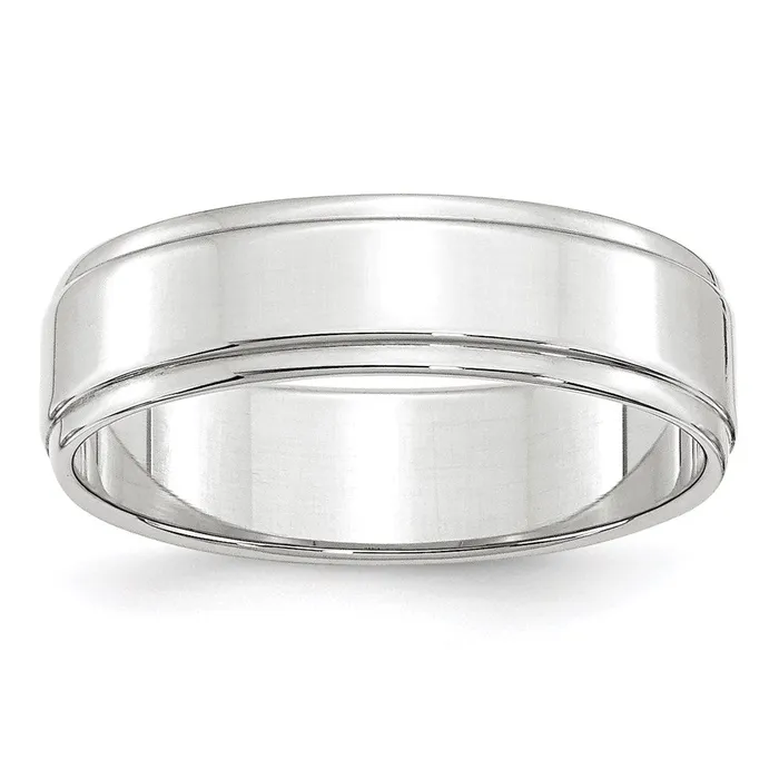 Rings Goldia Solid 14K White Gold 6mm Flat with Step Edge MensWomens Wedding Band Ring Size 10 Rings Goldia Solid 14K White Gold 6mm Flat with Step Edge MensWomens Wedding Band Ring Size 10