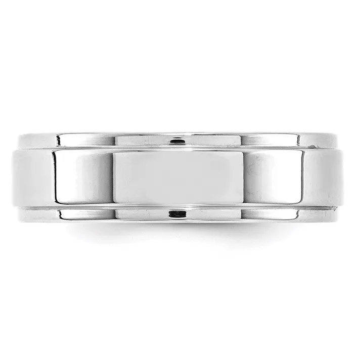 Rings Goldia Solid 14K White Gold 6mm Flat with Step Edge MensWomens Wedding Band Ring Size 10 Rings Goldia Solid 14K White Gold 6mm Flat with Step Edge MensWomens Wedding Band Ring Size 10