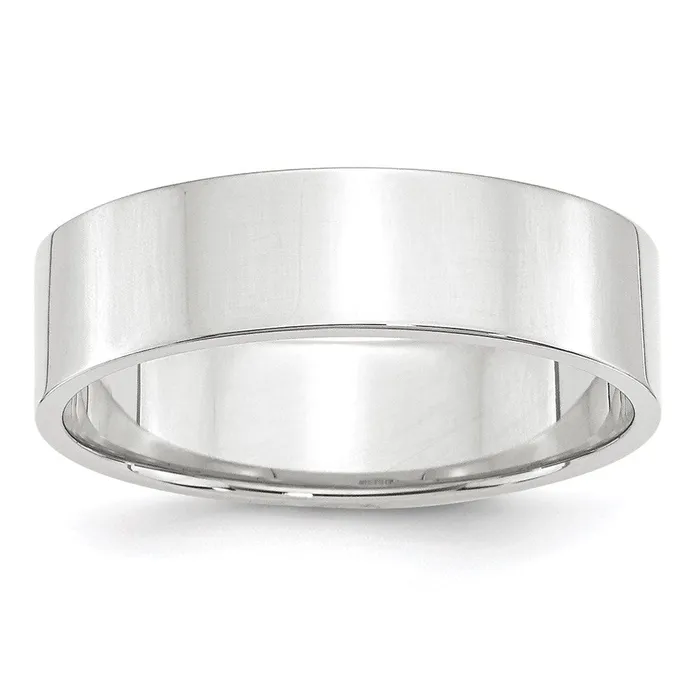 Rings Goldia Solid 14K White Gold 6mm Light Weight Flat MensWomens Wedding Band Ring Size 95