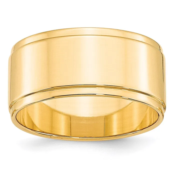 Rings Goldia Solid 14K Yellow Gold 10mm Flat with Step Edge MensWomens Wedding Band Ring Size 85 Rings Goldia Solid 14K Yellow Gold 10mm Flat with Step Edge MensWomens Wedding Band Ring Size 85
