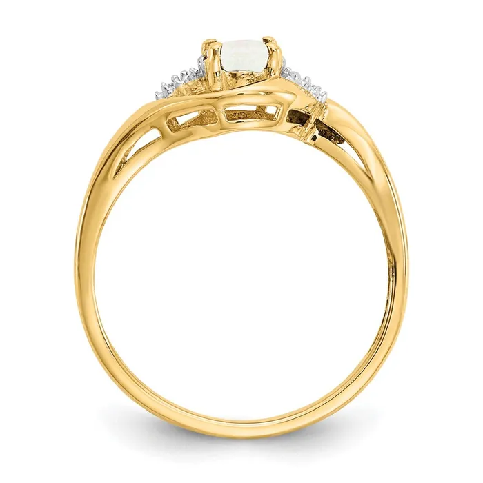 Rings Goldia Solid 14k Yellow Gold Simulated Opal and CZ Ring
