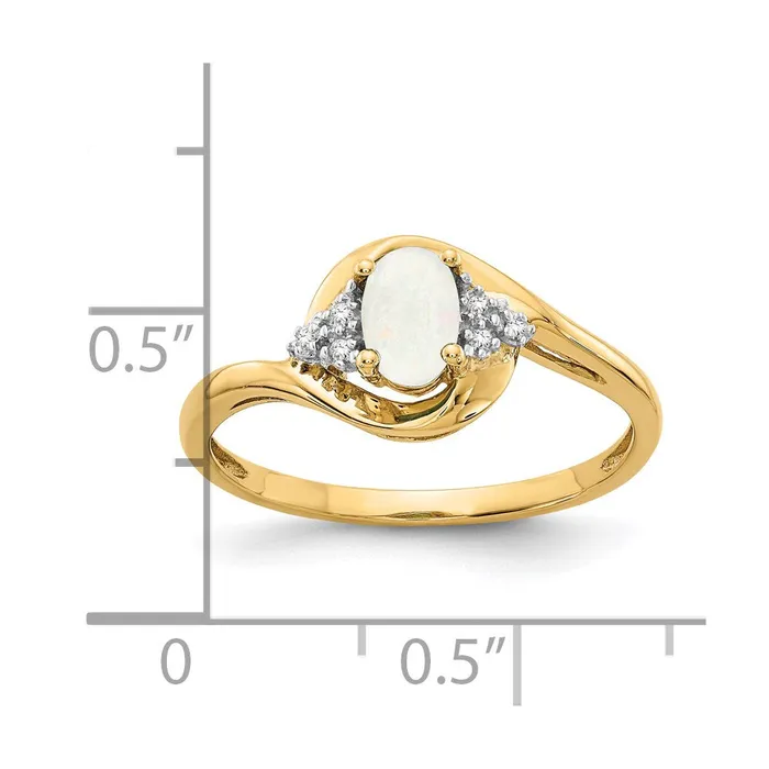 Rings Goldia Solid 14k Yellow Gold Simulated Opal and CZ Ring