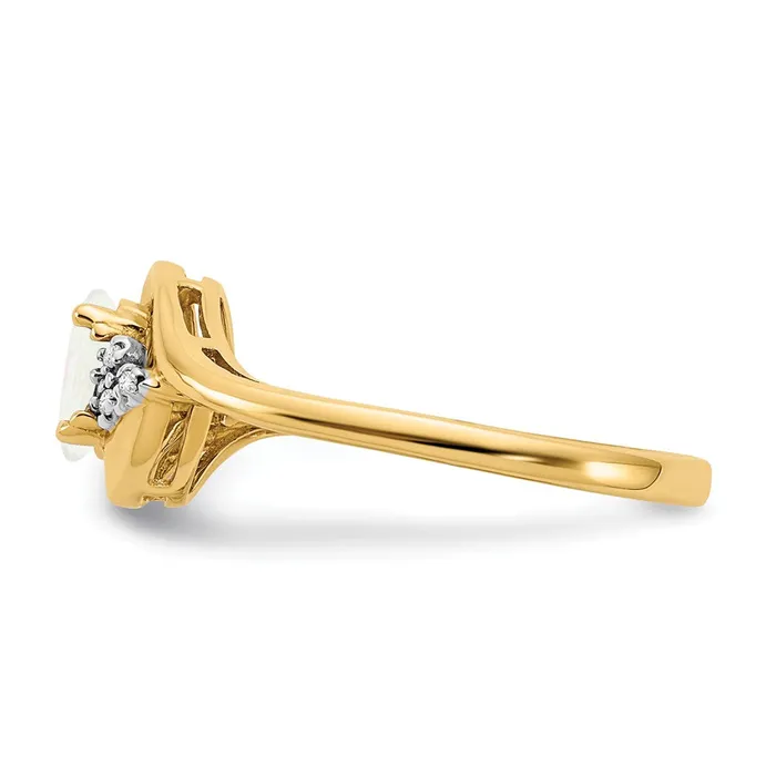 Rings Goldia Solid 14k Yellow Gold Simulated Opal and CZ Ring