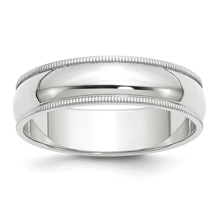 Rings Goldia Solid 18K White Gold 6mm Milgrain Half Round MensWomens Wedding Band Ring Size 135 Rings Goldia Solid 18K White Gold 6mm Milgrain Half Round MensWomens Wedding Band Ring Size 135