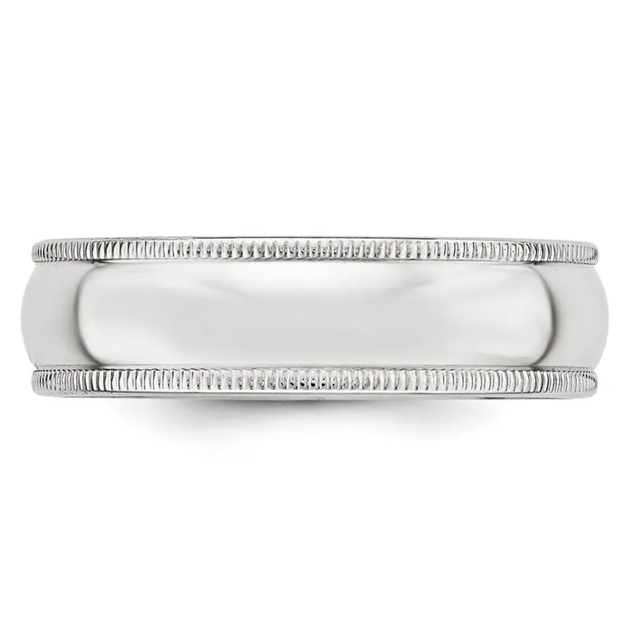 Rings Goldia Solid 18K White Gold 6mm Milgrain Half Round MensWomens Wedding Band Ring Size 135 Rings Goldia Solid 18K White Gold 6mm Milgrain Half Round MensWomens Wedding Band Ring Size 135