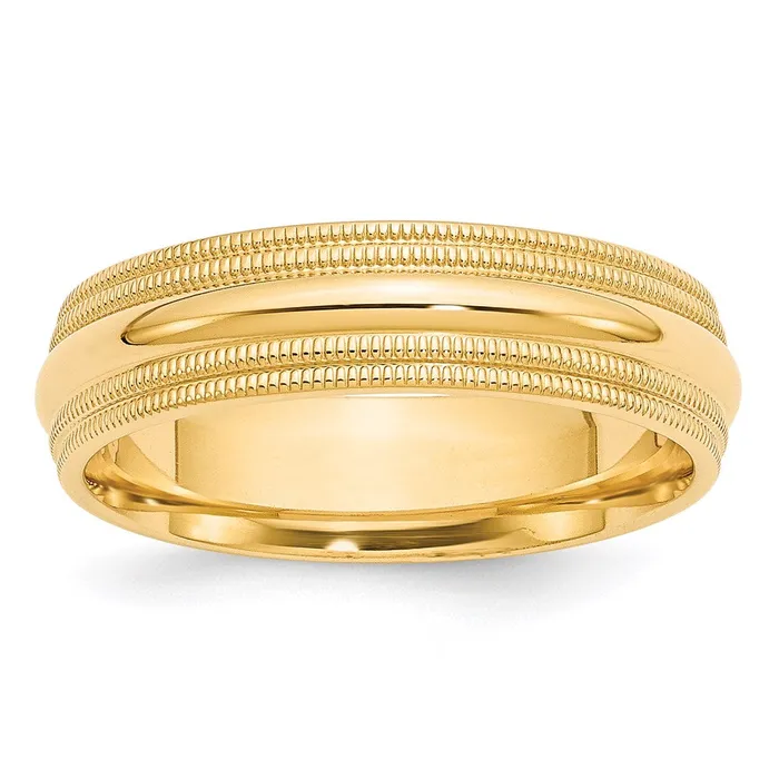Rings Goldia Solid 18K Yellow Gold 6mm Double Milgrain Comfort Fit MensWomens Wedding Band Ring Size 115 Rings Goldia Solid 18K Yellow Gold 6mm Double Milgrain Comfort Fit MensWomens Wedding Band Ring Size 115