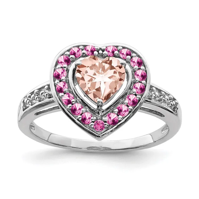 Rings Goldia Sterling Silver Rhodium Morganite Heart Ring