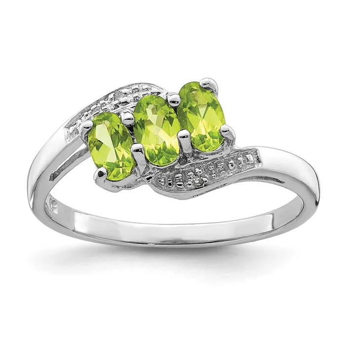 Rings Goldia Sterling Silver Rhodium Peridot u0026 Diamond Ring