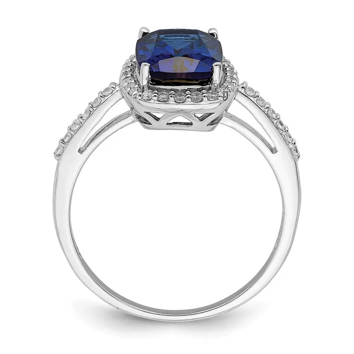 Rings Goldia Sterling Silver Rhodiumplated Created Blue Sapphire and CZ Ring