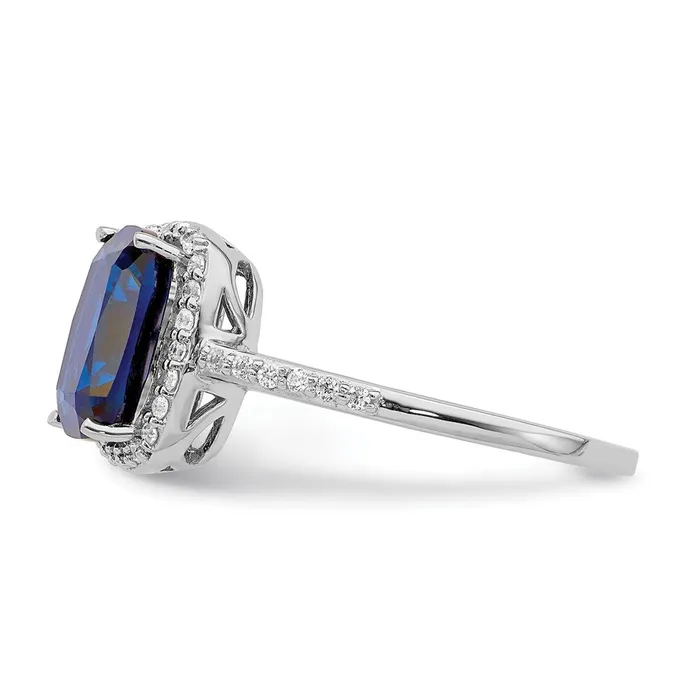 Rings Goldia Sterling Silver Rhodiumplated Created Blue Sapphire and CZ Ring