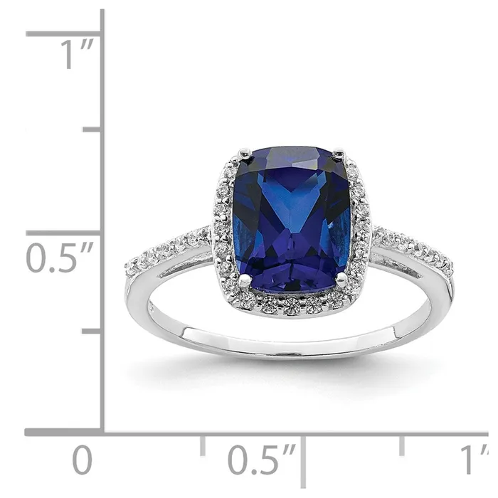 Rings Goldia Sterling Silver Rhodiumplated Created Blue Sapphire and CZ Ring