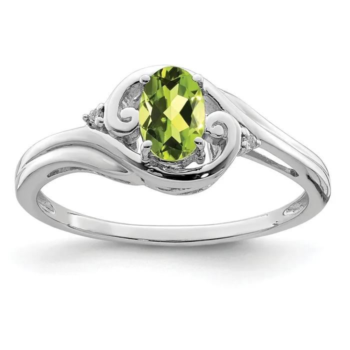 Rings Goldia Sterling Silver Rhodium Plated Diamond u0026 Peridot Ring