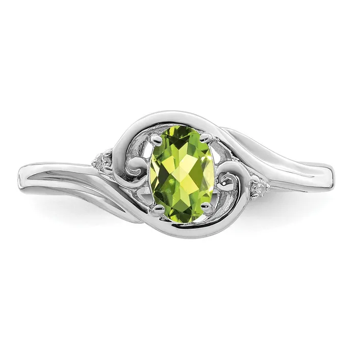 Rings Goldia Sterling Silver Rhodium Plated Diamond u0026 Peridot Ring