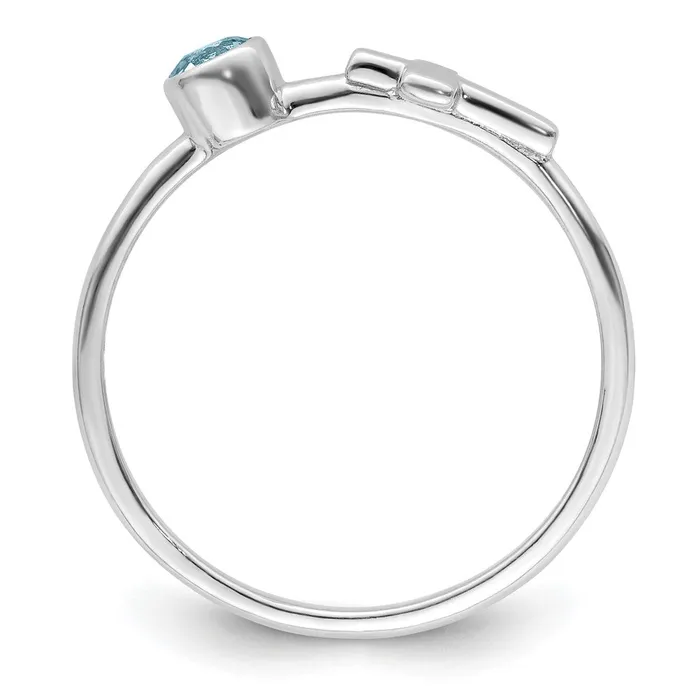Rings Goldia Sterling Silver Rhodiumplated Polished Cross LS Blue Topaz Ring