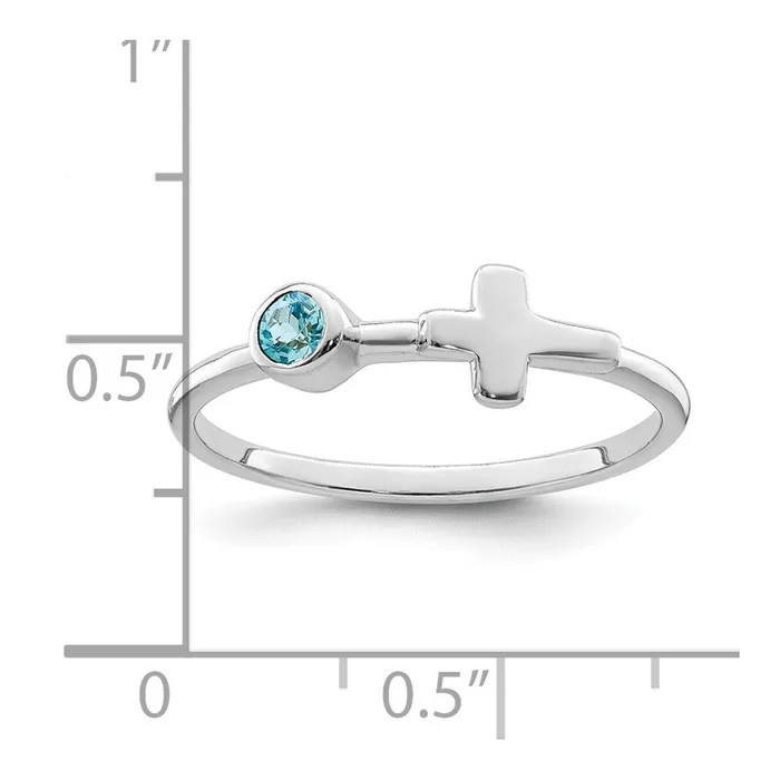 Rings Goldia Sterling Silver Rhodiumplated Polished Cross LS Blue Topaz Ring