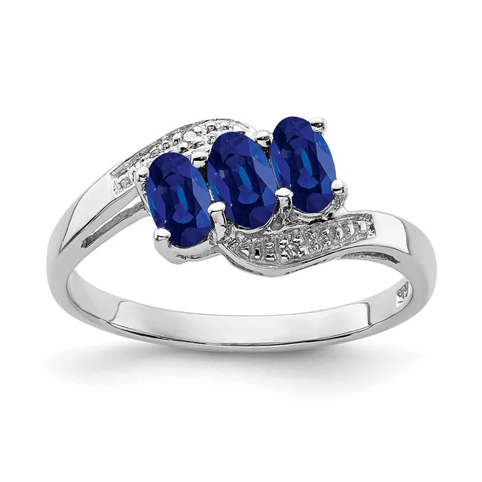 Rings Goldia Sterling Silver Rhodiumplated Sapphire u0026 Diamond Ring
