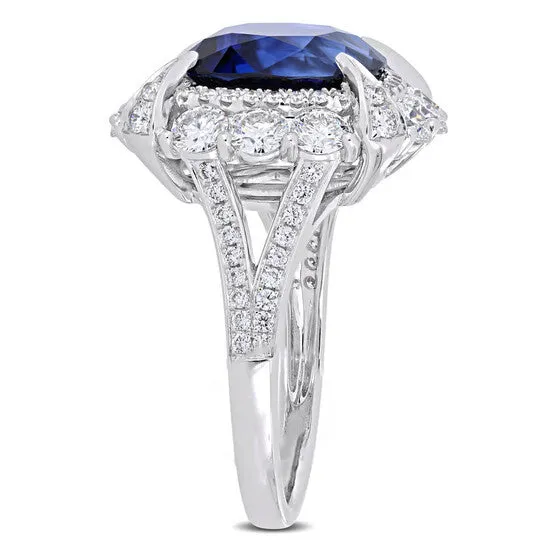 Rings JMS always Original Amour 7 110 CT TGW CushionCut Sapphire 1 34 CT TW Diamond Halo Cocktail Ring in 14k White Gold Rings JMS always Original Amour 7 110 CT TGW CushionCut Sapphire 1 34 CT TW Diamond Halo Cocktail Ring in 14k White Gold