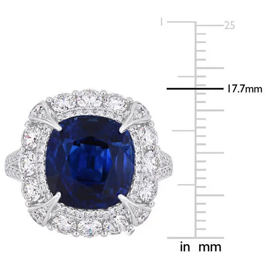 Rings JMS always Original Amour 7 110 CT TGW CushionCut Sapphire 1 34 CT TW Diamond Halo Cocktail Ring in 14k White Gold Rings JMS always Original Amour 7 110 CT TGW CushionCut Sapphire 1 34 CT TW Diamond Halo Cocktail Ring in 14k White Gold