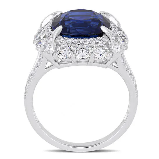 Rings JMS always Original Amour 7 110 CT TGW CushionCut Sapphire 1 34 CT TW Diamond Halo Cocktail Ring in 14k White Gold Rings JMS always Original Amour 7 110 CT TGW CushionCut Sapphire 1 34 CT TW Diamond Halo Cocktail Ring in 14k White Gold