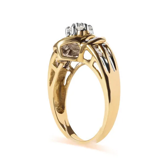 Rings JMS always Original Haus of Brilliance 10K Yellow Gold 12 Cttw Round and Baguette Diamond Flower Swirl Cocktail Ring IJ Color SI2I1 Clarity Rings JMS always Original Haus of Brilliance 10K Yellow Gold 12 Cttw Round and Baguette Diamond Flower Swirl Cocktail Ring IJ Color SI2I1 Clarity