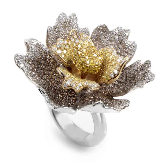 Rings JMS always Original LB Exclusive 18K White Gold Multi Gold Brown Yellow Diamond Flower Ring CRR7932 Rings JMS always Original LB Exclusive 18K White Gold Multi Gold Brown Yellow Diamond Flower Ring CRR7932