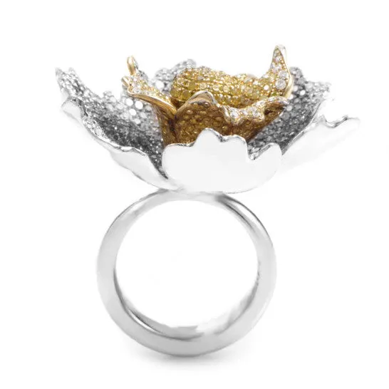 Rings JMS always Original LB Exclusive 18K White Gold Multi Gold Brown Yellow Diamond Flower Ring CRR7932 Rings JMS always Original LB Exclusive 18K White Gold Multi Gold Brown Yellow Diamond Flower Ring CRR7932