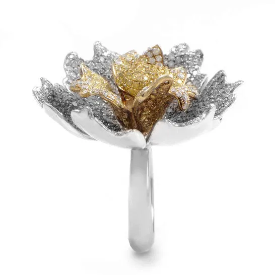 Rings JMS always Original LB Exclusive 18K White Gold Multi Gold Brown Yellow Diamond Flower Ring CRR7932 Rings JMS always Original LB Exclusive 18K White Gold Multi Gold Brown Yellow Diamond Flower Ring CRR7932